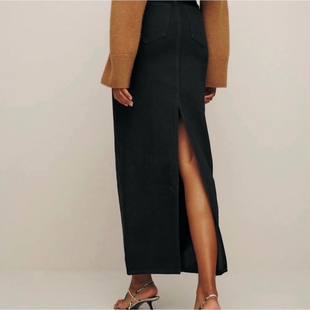 Reformation Daria Ultra High Rise Denim Maxi Skirt Nidri Black Size 27 - Picture 2 of 11